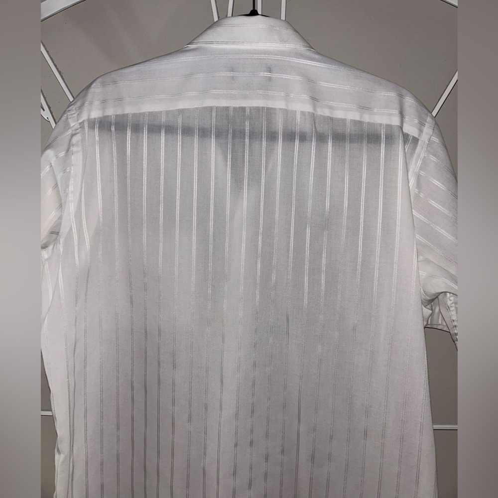 Christian Dior Monsieur Men’s White Dress Shirt with Subtle Stripe - Picture 10 of 11
